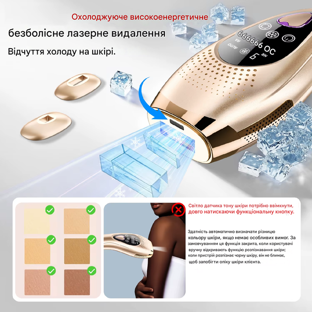 Фотоэпилятор IPL 999999 вспышек с 9 уровнями интенсивности и функцией ледяного охлаждения - изображение 4