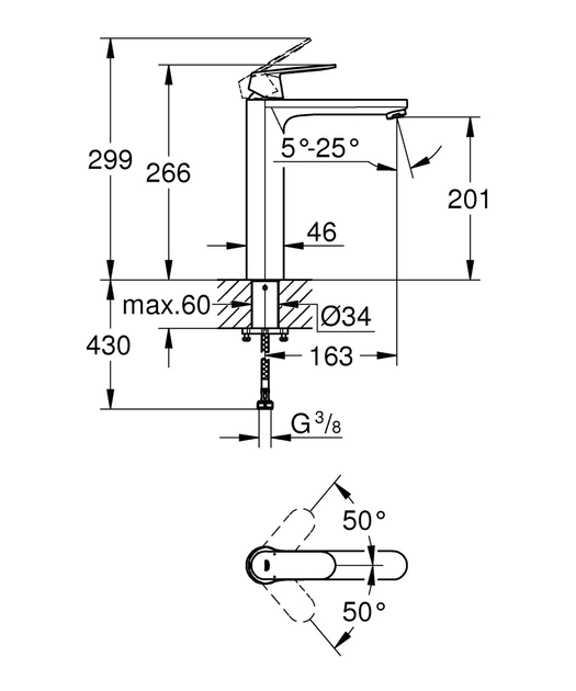 Змішувач на стільницю для раковини XL-розміру Grohe Eurosmart Cosmopolitan ( 23921000 ) 26377 - изображение 7