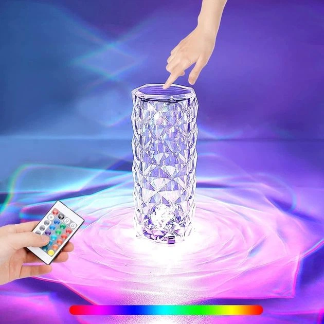 Нічник LED Crystal Rose Ambience RGB USB з пультом 22 см прозорий - изображение 2
