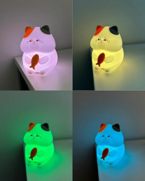 Нічник Котик, настільна лампа з акумулятором Goldlux 327642 Gatto Led 1x1W 3000K+RGB 59Lm IP20 (094605) - изображение 8