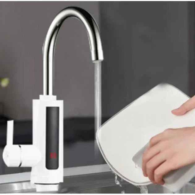 Проточный электрический водонагреватель Water Heater Delimano, кран-бойлер с нижним подключением Белый RY-022-White - изображение 4