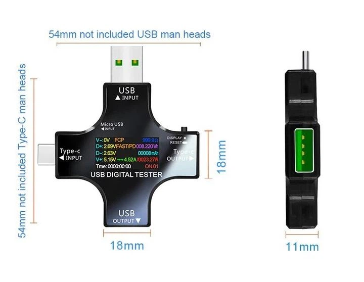 Багатофункціональний USB тестер J7-c Type-C USB QC3.0 / 3.6-32V / 8A. Цифровий ватметр, вольтметр, амперметр постійного струму, напруги для зарядок, павербанків, акб, кабелів - Фото 7 Багатофункціональний USB тестер J7-c Type-C USB QC3.0 / 3.6-32V / 8A. Цифровий ватметр, вольтметр, амперметр постійного струму, напруги для зарядок, павербанків, акб, кабелів - зображення 7