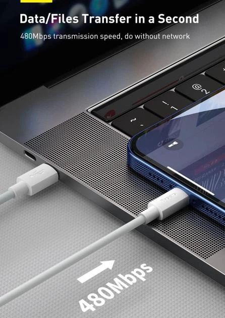 Кабель для швидкої зарядки айфон айпад Apple iPhone Baseus Power Delivery PD 20w Type-C to Lightning Apple шнур тайпсі лайтнінг для швидкого заряджання iOS Iphone 1.5м CATLZJ-02 White - Фото 6 Кабель для швидкої зарядки айфон айпад Apple iPhone Baseus Power Delivery PD 20w Type-C to Lightning Apple шнур тайпсі лайтнінг для швидкого заряджання iOS Iphone 1.5м CATLZJ-02 White - зображення 6