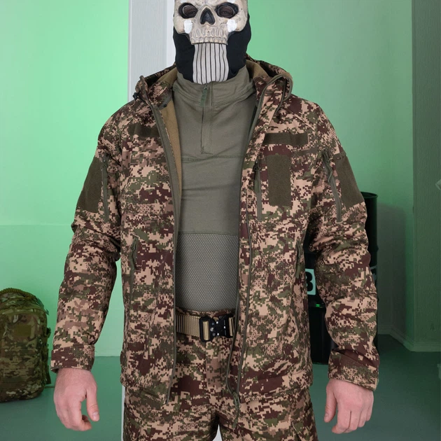 Тактическая куртка с капюшоном Softshell Striker хищник размер 3XL - изображение 6