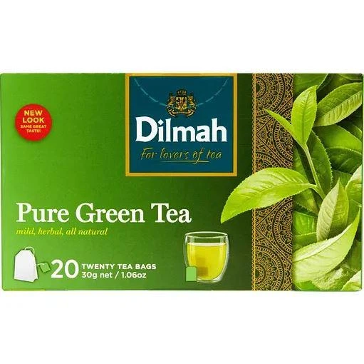 Чай зелений листовий Dilmah Pure Green Tea 20 Пакетів - Фото 1 Чай зелений листовий Dilmah Pure Green Tea 20 Пакетів - зображення 1