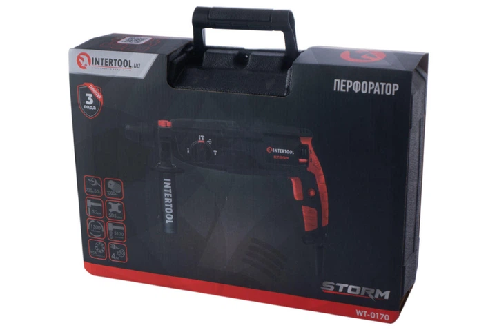 Перфоратор 1000 Вт, 3,2 Дж, 0-1300 об/хв, 0-5100 уд./хв. INTERTOOL WT-0170 - зображення 6