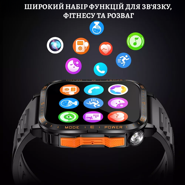 Смарт-годинник для чоловіків Smart Watch військові з українською мовою, фітнес-трекер для спорту, моніторинг здоров'я - Фото 8 Смарт-годинник для чоловіків Smart Watch військові з українською мовою, фітнес-трекер для спорту, моніторинг здоров'я - зображення 8