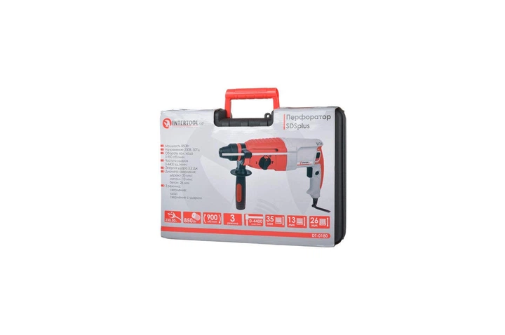 Перфоратор 850 Вт, 3,2 Дж, 0-900 об/мин, 0-4400 уд/мин, SDS plus INTERTOOL DT-0180 - изображение 7