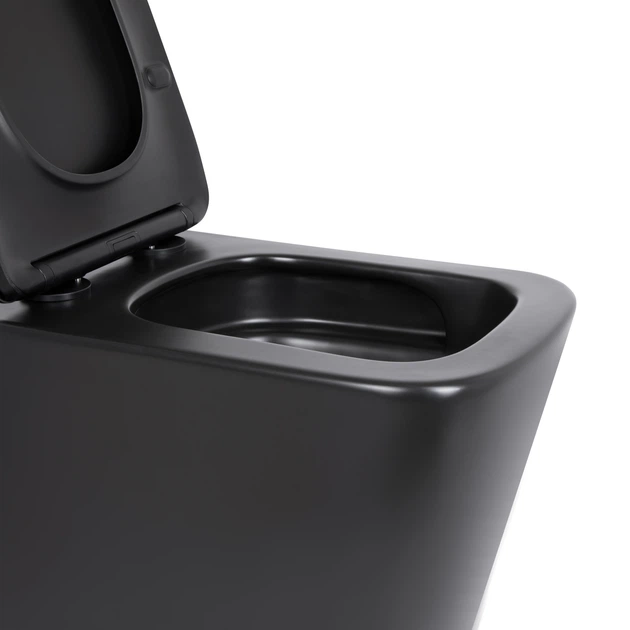 Унітаз підвісний Qtap New Ultra Ultra Quiet безобідковий з сидінням Soft-close MATT BLACK - зображення 5