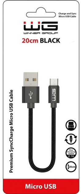 Kabel Winner Group USB-A - Micro USB 0.2 m Black (8591194092701) - obraz 2