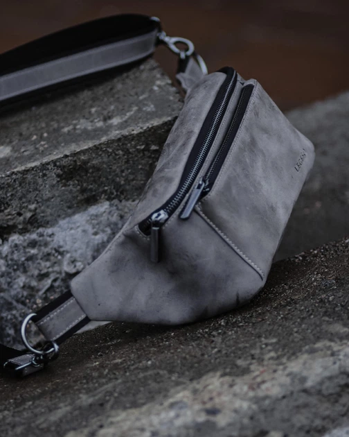 Кожаная бананка LEGESSY CH 233 GREY - Фото 2 Кожаная бананка LEGESSY CH 233 GREY - изображение 2