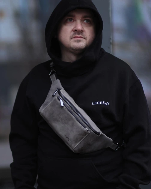 Кожаная бананка LEGESSY CH 233 GREY - Фото 3 Кожаная бананка LEGESSY CH 233 GREY - изображение 3