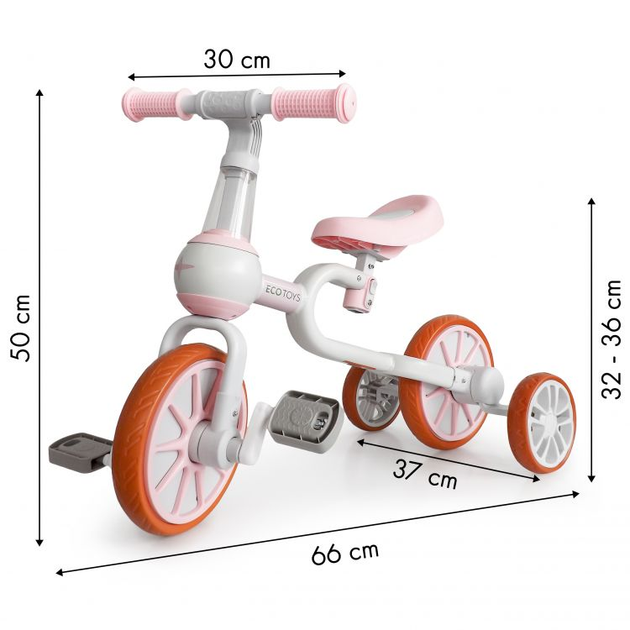 Біговел EcoToys педалі бічні колеса 4в1 LC-V1311 Pink (5903089068266) - зображення 15