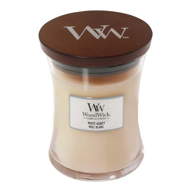 Ароматична свічка з ароматом апельсинового цукату Woodwick White Honey (275 г) - Фото 1 Ароматична свічка з ароматом апельсинового цукату Woodwick White Honey (275 г) - зображення 1