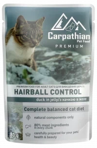 Вологий корм Carpathian Pet Food Hairball Control качка в желе 80г (тільки блоками по 24 шт) - зображення 2