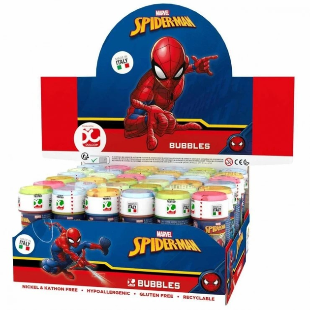 Набір мильних бульбашок Bubble World Spider Man 36 шт х 60 мл (8007315051309) - зображення 1