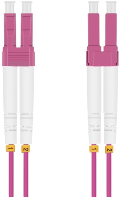 Patchcord światłowodowy Helos LC/LC Duplex 50/125µm OM4 7.5 m Pink (4005938157044) - obraz 1