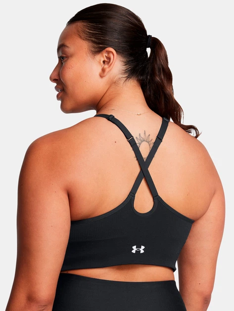 Спортивный топ для фитнеса женский Under Armour Vanish Seamless Low Bra 1384417-001 L Черный (196886942982) - изображение 8