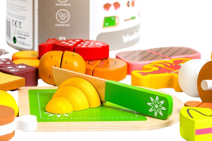 Набір для гри EcoToys Дерев'яна їжа для нарізання 23 штуки TL87115 (5903089065593) - зображення 4