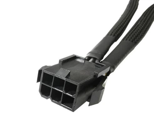 Кабель переходник в оплетке 18 AWG 20 см GPU 6 pin -> 2х GPU PCI-E (6+2) VGA на видеокарту Черный - Фото 2 Кабель переходник в оплетке 18 AWG 20 см GPU 6 pin -> 2х GPU PCI-E (6+2) VGA на видеокарту Черный - изображение 2