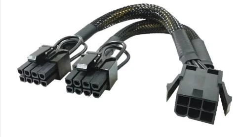 Кабель переходник в оплетке 18 AWG 20 см GPU 6 pin -> 2х GPU PCI-E (6+2) VGA на видеокарту Черный - Фото 4 Кабель переходник в оплетке 18 AWG 20 см GPU 6 pin -> 2х GPU PCI-E (6+2) VGA на видеокарту Черный - изображение 4