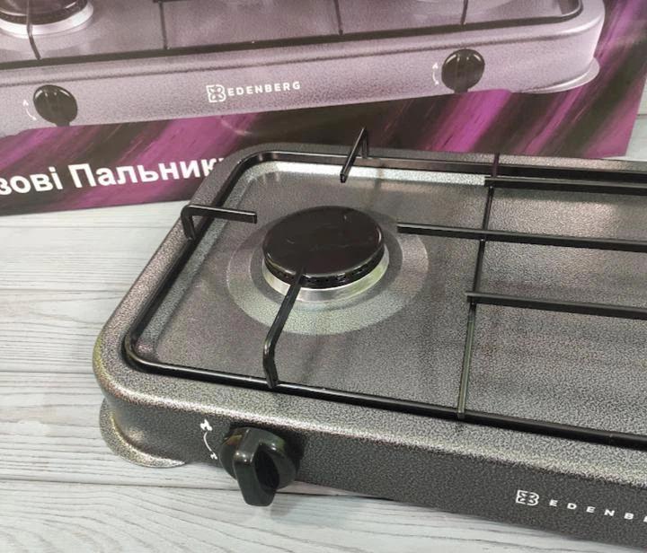Плита газова настільна таганок Edenberg EB-62302 2 конфорки під газовий балон - изображение 3