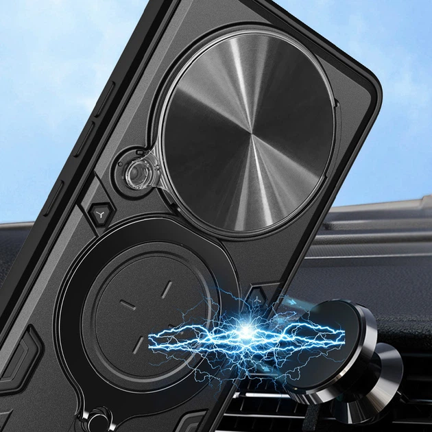 Ударопрочный чехол Bracket case with Magnetic для Xiaomi Redmi 14C / Poco C75 Black Без бренда - изображение 5