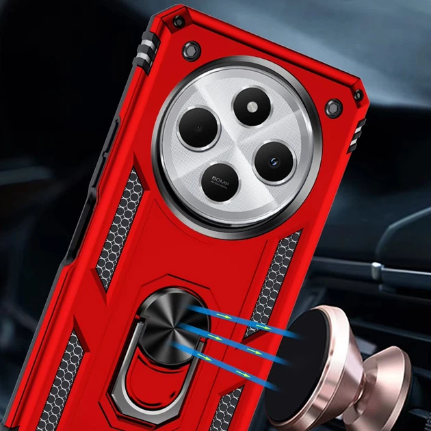 Ударопрочный чехол Serge Ring for Magnet для Xiaomi Redmi 14C / Poco C75 Красный Без бренда - Фото 5 Ударопрочный чехол Serge Ring for Magnet для Xiaomi Redmi 14C / Poco C75 Красный Без бренда - изображение 5