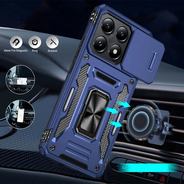Удароміцний чохол Camshield Army Ring для Xiaomi 14T Синій / Navy Без бренду - Фото 2 Удароміцний чохол Camshield Army Ring для Xiaomi 14T Синій / Navy Без бренду - зображення 2