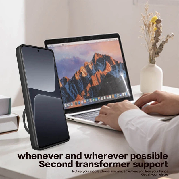 Ударопрочный чехол Bracket case with Magnetic для Xiaomi Redmi Note 13 Pro 4G / Poco M6 Pro 4G Black Без бренда - изображение 8