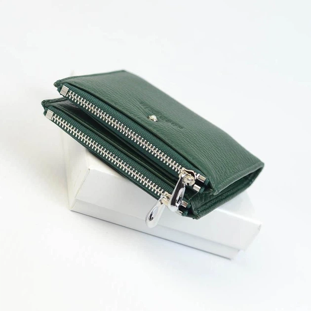 Мини кошелек женский Shengxin кожаный маленький портмоне на магните 11,5x9x3 см Зеленый - изображение 7
