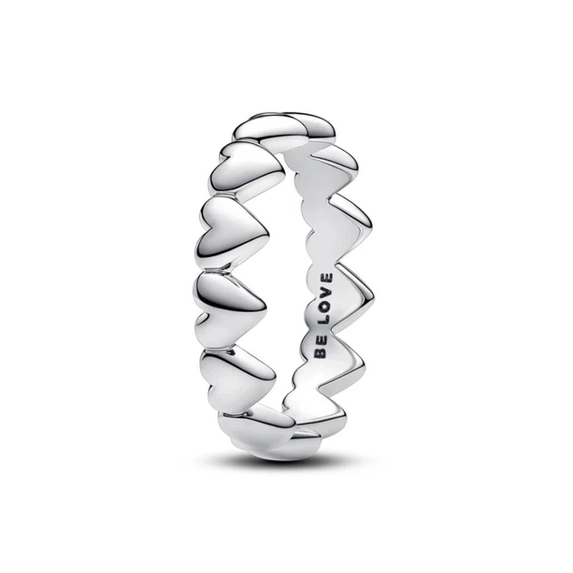 Серебряное кольцо Pandora Ряд сердец 193427C00 54 - Фото 1 Серебряное кольцо Pandora Ряд сердец 193427C00 54 - изображение 1