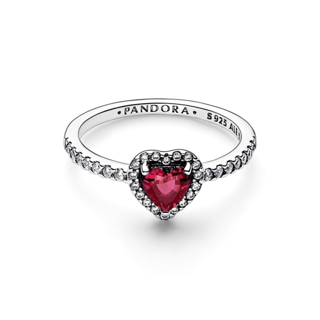 Серебряное кольцо Pandora «Красное сердце» Серебряное кольцо Пандора Сердце Паве 198421C02 16 мм - изображение 2
