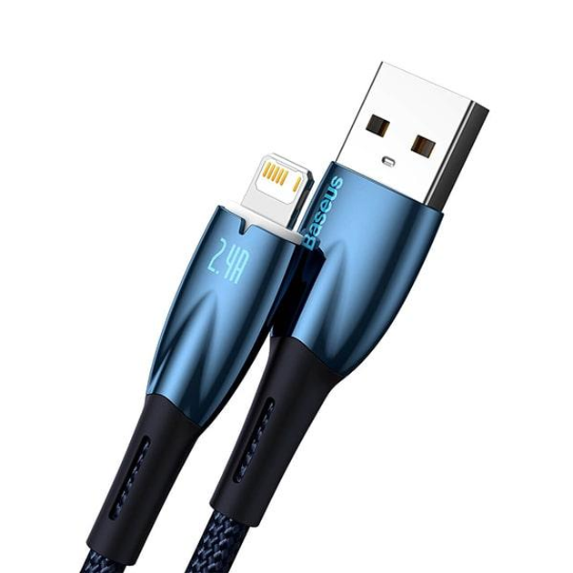 Фото - Кабель BASEUS  USB-A на Lightning  Glimmer Series Fast Charging 2m, 2.4A, 480 Mbps Blue 