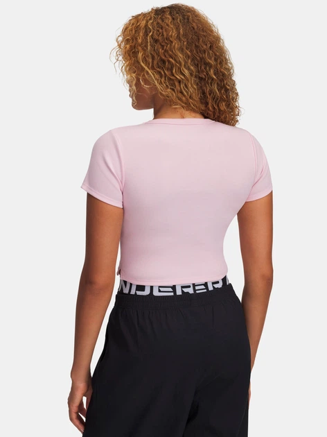 Футболка короткая женская Under Armour Ua Rival Rib Baby Tee 6000264-647 M Розовая (197779711449) - изображение 2