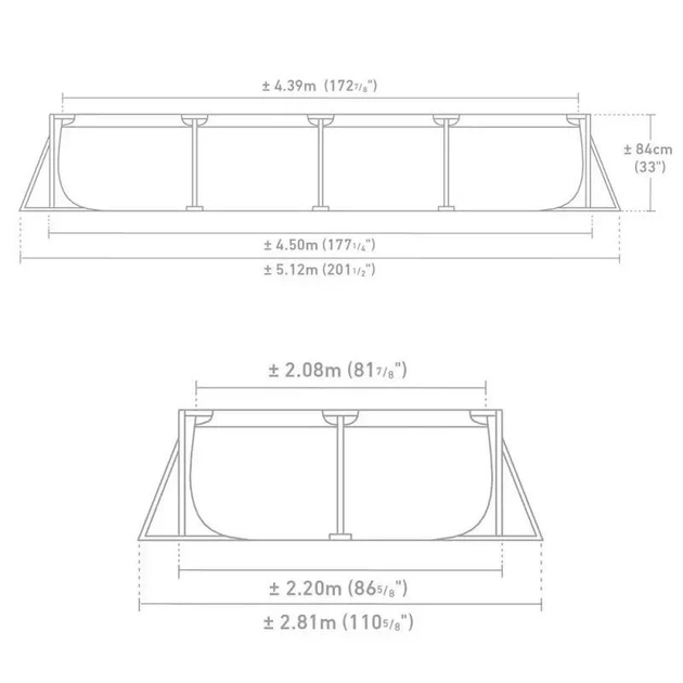 Каркасный бассейн MaxPro Intex 28273-10в1 cиний прямоугольный 450 х 220 х 84 см из ПВХ и стали на 7127 л с подстилкой фильтром 3875 л/ч картриджами стремянкой альгениксом хлор таблетками тентом сачком и пылесосом (9-163-28273-10 MaxPro) - изображение 7