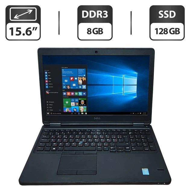 Ноутбук Б-клас Dell Latitude E5550 / 15.6" (1366x768) TN / Intel Core i5-5300U (2 (4) ядра по 2.3 - 2.9 GHz) / 8 GB DDR3 / 128 GB SSD / Intel HD Graphics 5500 / WebCam б/в - Фото 1 Ноутбук Б-клас Dell Latitude E5550 / 15.6" (1366x768) TN / Intel Core i5-5300U (2 (4) ядра по 2.3 - 2.9 GHz) / 8 GB DDR3 / 128 GB SSD / Intel HD Graphics 5500 / WebCam б/в - зображення 1