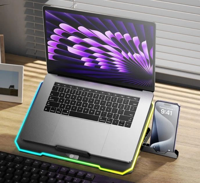 Подставка для ноутбука HOCO DH19 Cool RGB notebook cooling stand 17" Black - изображение 7