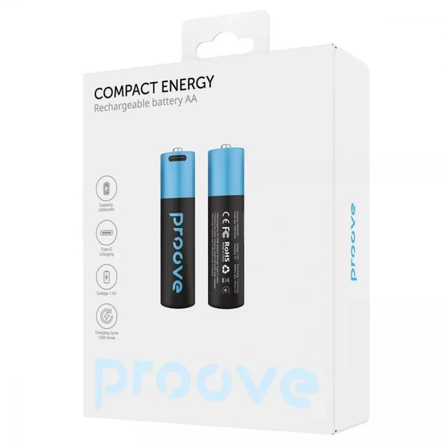 Акумуляторні батарейки Proove Compact Energy AA Type-C 1.5V 2400mAh 2pcs - зображення 2