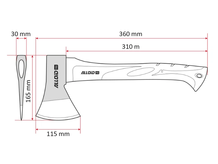 Топор ручка из дерева гикори 800г 36см Alloid Pro AW-8082800 - изображение 2