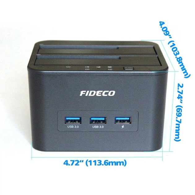 Док-станція клонувальник Fideco для двох HDD 2.5"/3.5" SATA/SSD 3хUSB 3.0 (FDS1SA3SA2PB 2612) Чорна - Фото 2 Док-станція клонувальник Fideco для двох HDD 2.5"/3.5" SATA/SSD 3хUSB 3.0 (FDS1SA3SA2PB 2612) Чорна - зображення 2