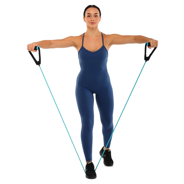 Еспандер трубчастий із ручками для фітнесу LiveUp Toning Tube Pro 8405-M навантаження 20LB довжина 120см - зображення 8