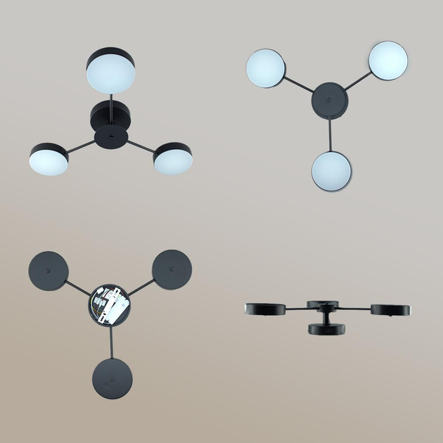Управляемая светодиодная Смарт люстра ESLLSE OTTO 3R 45 Вт 670x135 мм Черная с пультом ДУ для кухни, спальни, прихожей - изображение 3