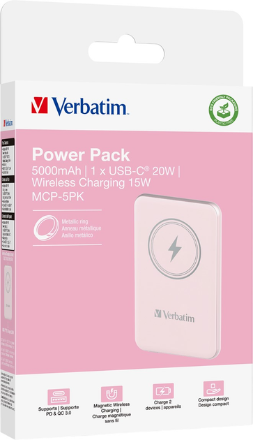 Powerbank Verbatim Charge 'n' Go Power Bank 5000 mAh 20W Pink (23942322436) - obraz 2