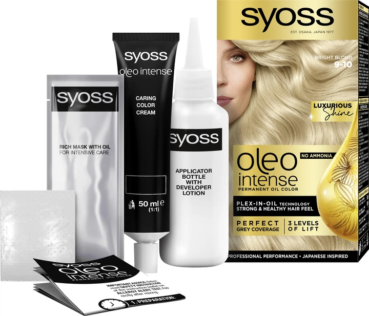 Фарба для волосся Syoss Oleo Intense стійка з оліями 9-10 Світлий блондин (9000100814379) - Фото 3 Фарба для волосся Syoss Oleo Intense стійка з оліями 9-10 Світлий блондин (9000100814379) - зображення 3