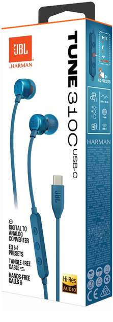 Навушники JBL Tune 310C USB-C Blue (JBL-T310C-BLU) - зображення 7