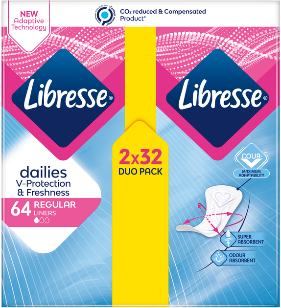 Щоденні прокладки Libresse Dailies Protect Regular Liners 64 шт (7322540082210) - зображення 2