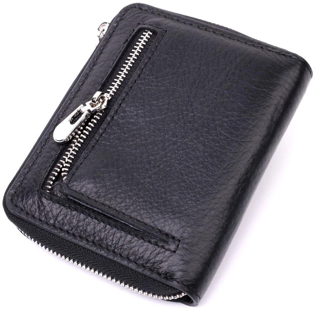 Жіночий шкіряний гаманець ST Leather чорний на блискавці середній із зовнішньою монетницею 55538 - зображення 2