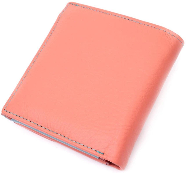 Женский кошелек ST Leather из натуральной кожи оранжевый средний двойного сложения с монетницей компактный 55877 - изображение 2