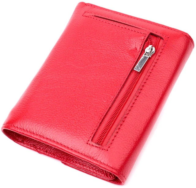 Женский кошелек ST Leather из натуральной кожи с монетницей Тройного сложения Красный 55755 - изображение 2